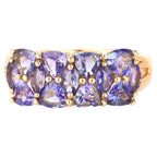 Natural Tanzanite Cluster Ring 2.54 Carats 9K Yellow Gold
