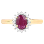 Ruby Ring With Diamonds 0.98 Carats 10K Yellow Gold