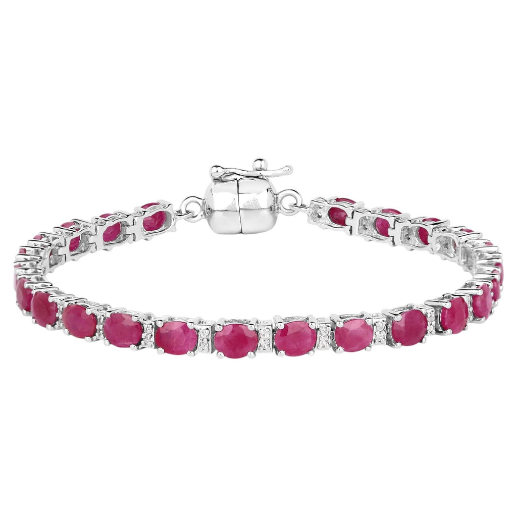 Ruby Bracelet With White Topaz 7.9 Carats Sterling Silver