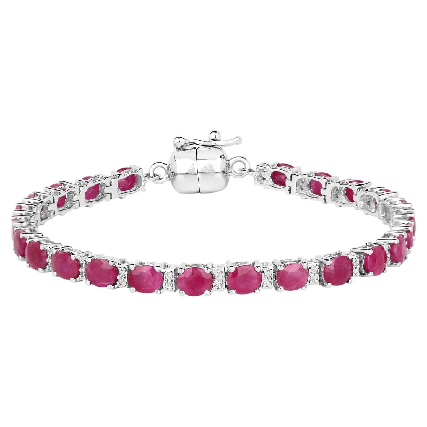 Ruby Bracelet With White Topaz 7.9 Carats Sterling Silver