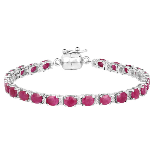 Ruby Bracelet With White Topaz 7.9 Carats Sterling Silver