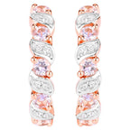 Morganite Hoop Earrings White Topaz 1.02 Carats 18K Rose Gold Plated Silver