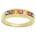 Multicolor Sapphire Ring 1.18 Carats Gold Plated Silver