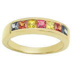 Multicolor Sapphire Ring 1.18 Carats Gold Plated Silver