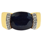 Sapphire Ring With White Topaz 9.04 Carats Gold Plated Silver