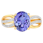 Tanzanite Ring With Diamonds 3.22 Carats 14K Yellow Gold