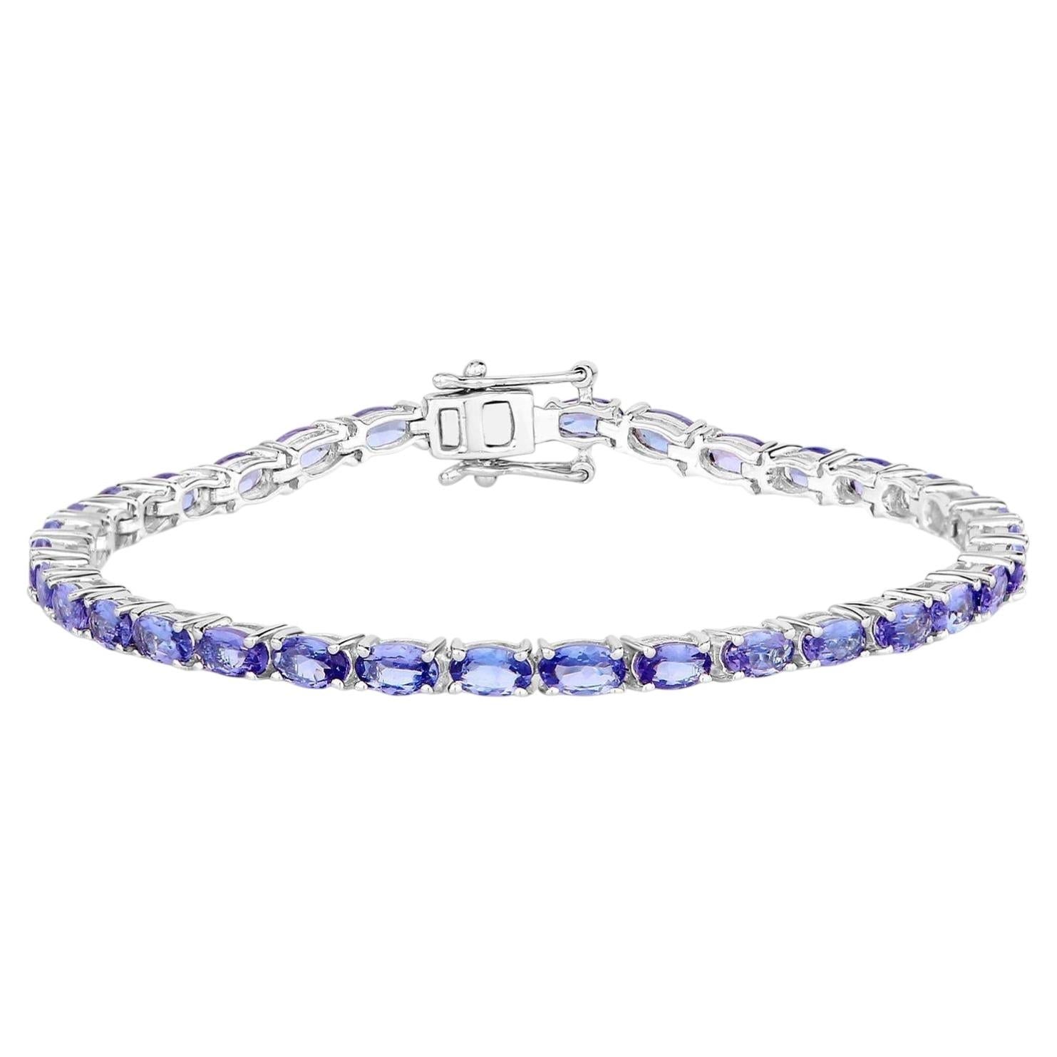 Tanzanite Tennis Bracelet 8.74 Carats Sterling Silver
