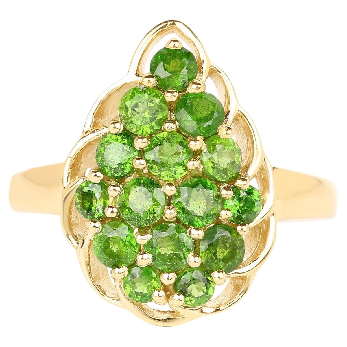 Chrome Diopside Ring 1.68 Carats Gold Plated Silver