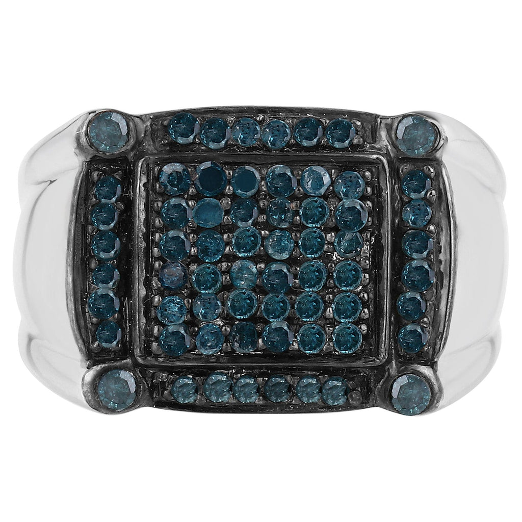 Blue Diamond Ring 0.78 Carats Sterling Silver