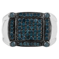 Blue Diamond Ring 0.78 Carats Sterling Silver