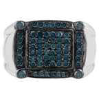 Blue Diamond Ring 0.78 Carats Sterling Silver