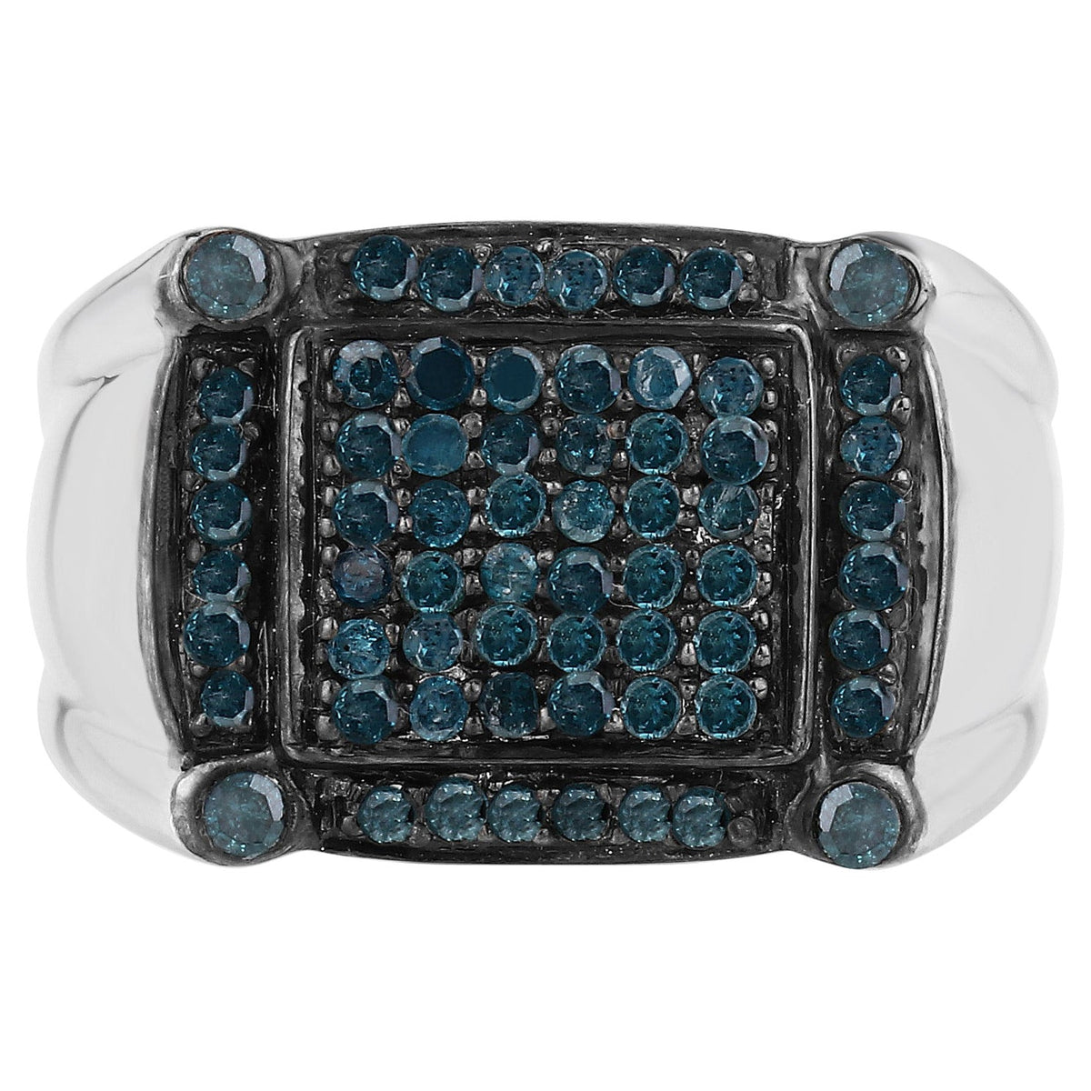 Blue Diamond Ring 0.78 Carats Sterling Silver