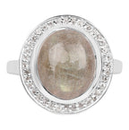 Labradorite Ring With White Topaz 5.4 Carats Sterling Silver