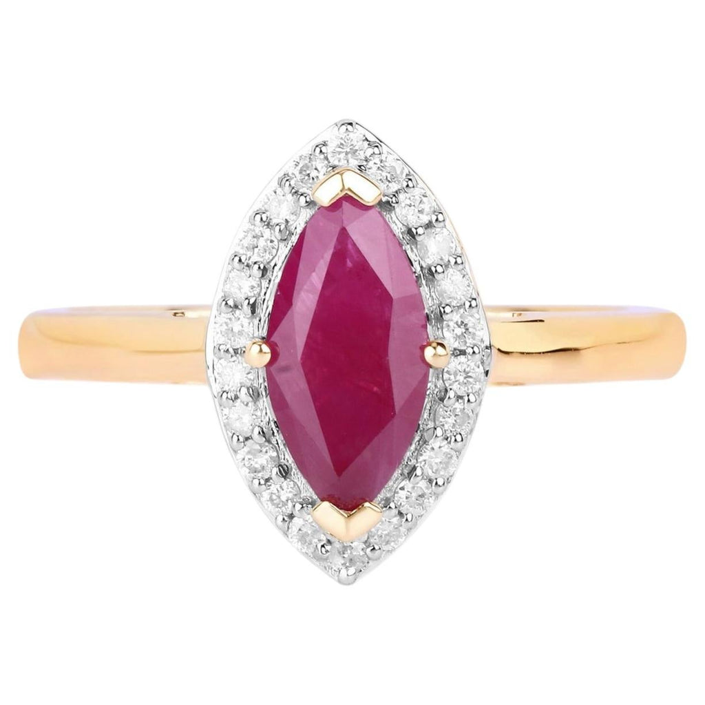 Ruby Ring With Diamonds 1.54 Carats 14K Yellow Gold