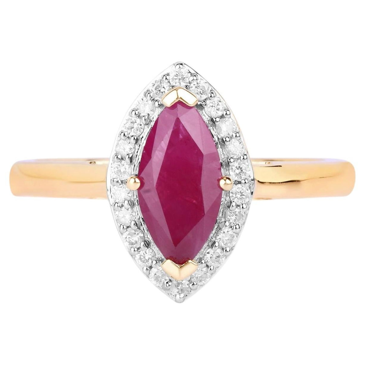 Ruby Ring With Diamonds 1.54 Carats 14K Yellow Gold