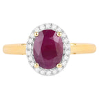 Ruby Ring With Diamonds 1.56 Carats 10K Yellow Gold