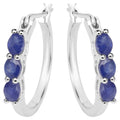 Natural Sapphire Hoop Earrings 1.3 Carats Sterling Silver