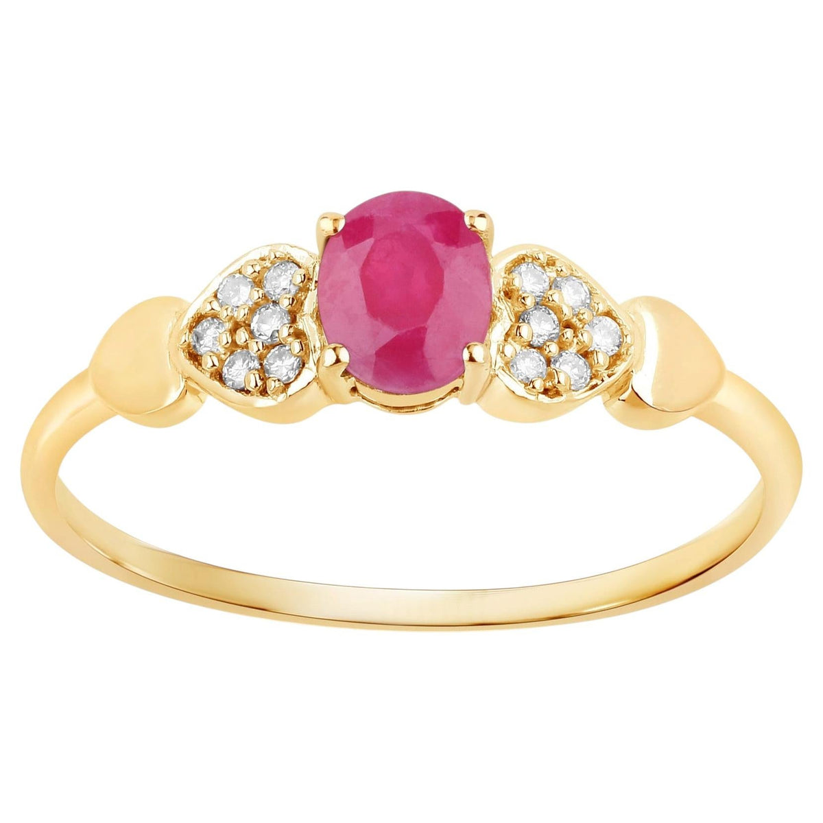 Ruby Ring With Diamonds 0.44 Carats 14K Yellow Gold