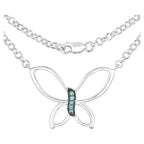 Zambian Emerald Butterfly Necklace 0.06 Carats Sterling Silver