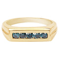 Blue Diamond Ring 0.38 Carats Gold Plated Silver