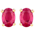 Natural Ruby Stud Earrings 1.02 Carats 10K Yellow Gold