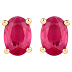 Natural Ruby Stud Earrings 1.02 Carats 10K Yellow Gold