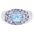 Blue Topaz Ring With Tanzanite 2.72 Carats Sterling Silver