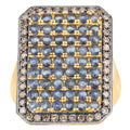 Blue Sapphire Ring With Diamonds 2.6 Carats Gold Plated Silver