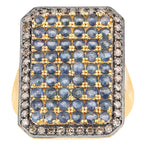 Blue Sapphire Ring With Diamonds 2.6 Carats Gold Plated Silver