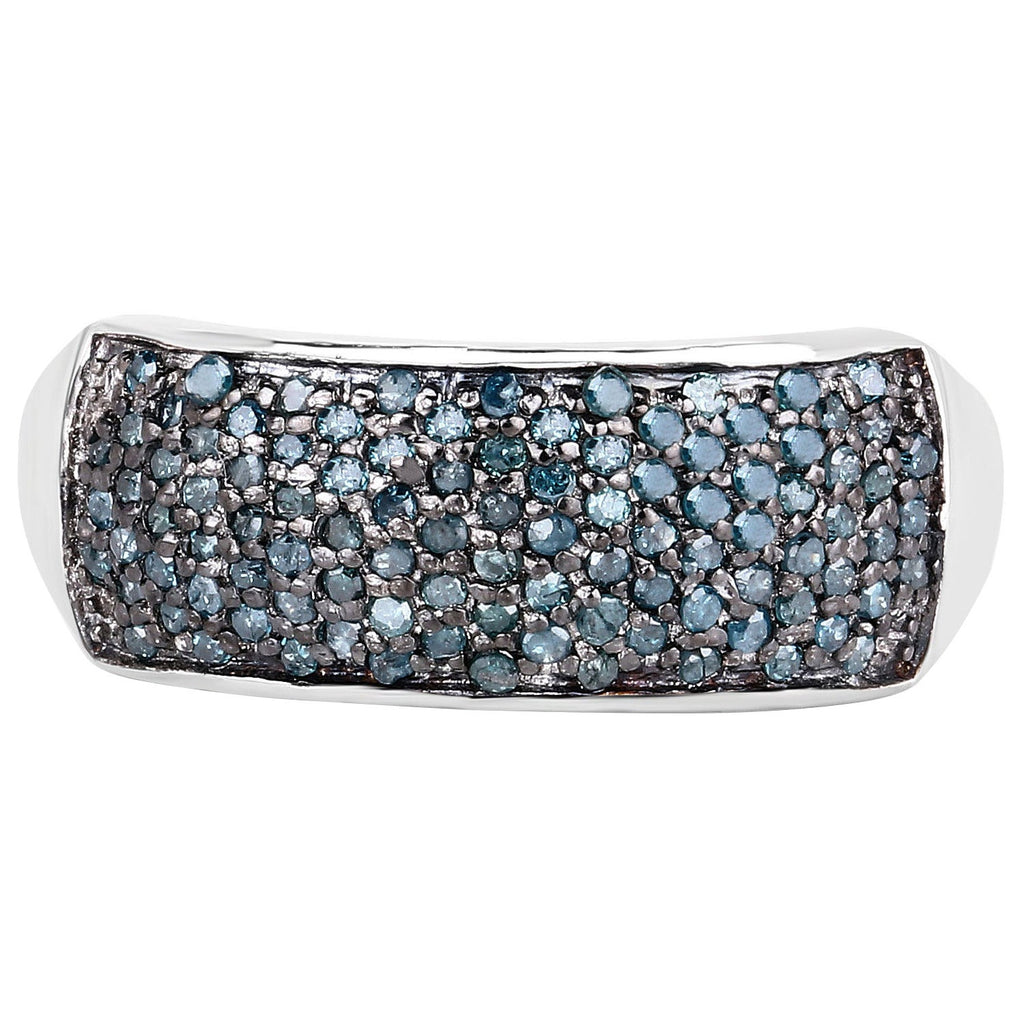 Blue Diamond Ring 0.4 Carats Sterling Silver