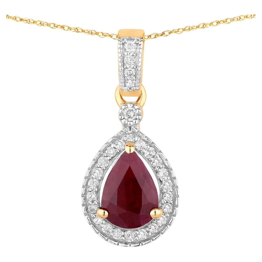Ruby Pendant With Diamonds 0.98 Carats 14K Yellow Gold