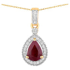 Ruby Pendant With Diamonds 0.98 Carats 14K Yellow Gold