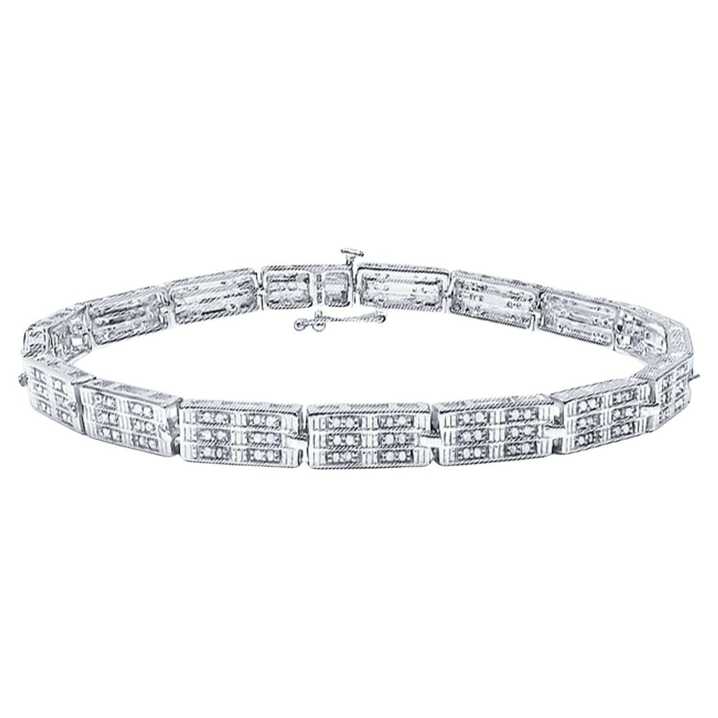 Diamond Bracelet 1.1 Carats 14K White Gold Plated Silver