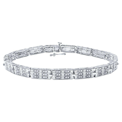 Diamond Bracelet 1.1 Carats 14K White Gold Plated Silver