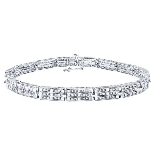 Diamond Bracelet 1.1 Carats 14K White Gold Plated Silver