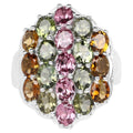Multicolor Tourmaline Ring 5.84 Carats Sterling Silver