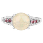 Ethiopian Opal Ring With Pink Tourmaline 1.98 Carats Sterling Silver
