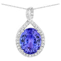 Tanzanite Pendant With Diamonds 4.62 Carats 14K White Gold