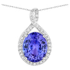 Tanzanite Pendant With Diamonds 4.62 Carats 14K White Gold