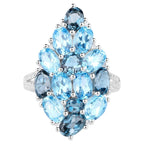 Multicolor Topaz Ring With White Zircon 6.76 Carats Sterling Silver