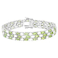 Peridot Tennis Bracelet With Opal 19.7 Carats Sterling Silver