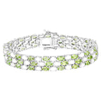 Peridot Tennis Bracelet With Opal 19.7 Carats Sterling Silver