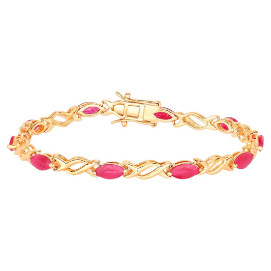 Ruby Bracelet 4.98 Carats 10K Yellow Gold