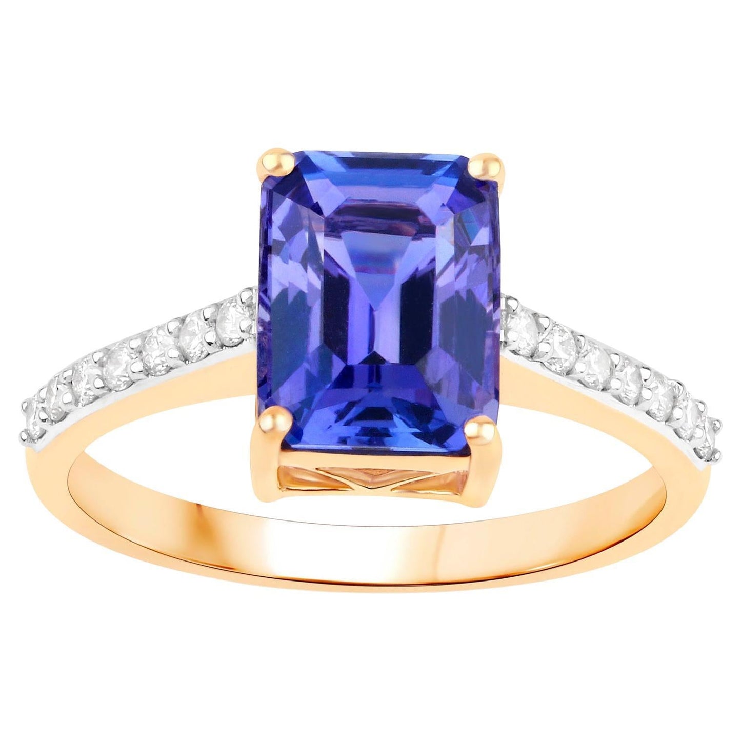 Tanzanite Ring With Diamonds 2.74 Carats 14K Yellow Gold