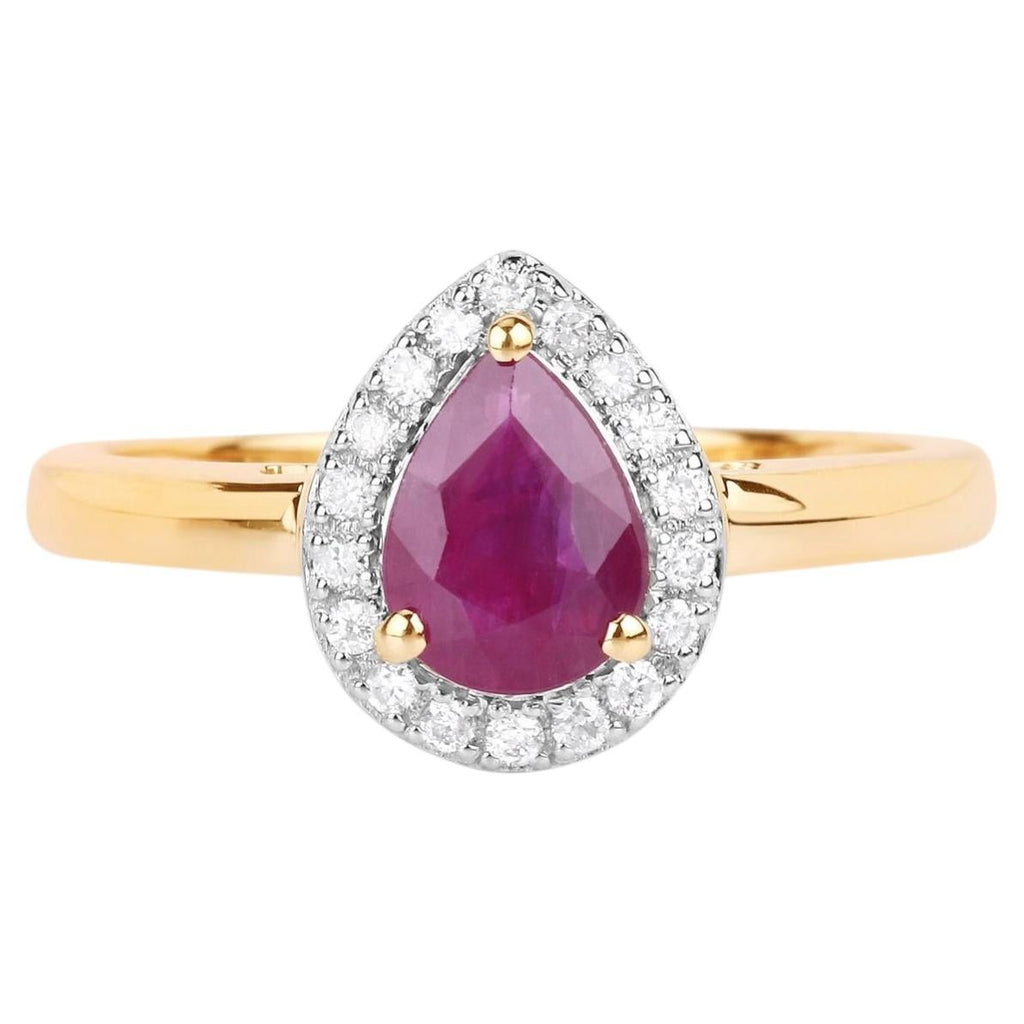 Ruby Ring With Diamonds 0.98 Carats 14K Yellow Gold