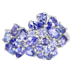 Tanzanite Flower Ring 2.8 Carats Sterling Silver
