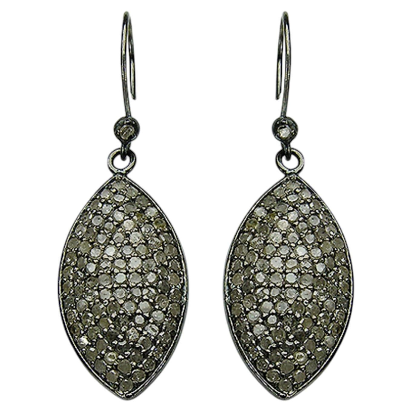 Diamond Cluster Earrings 2.8 Carats Sterling Silver