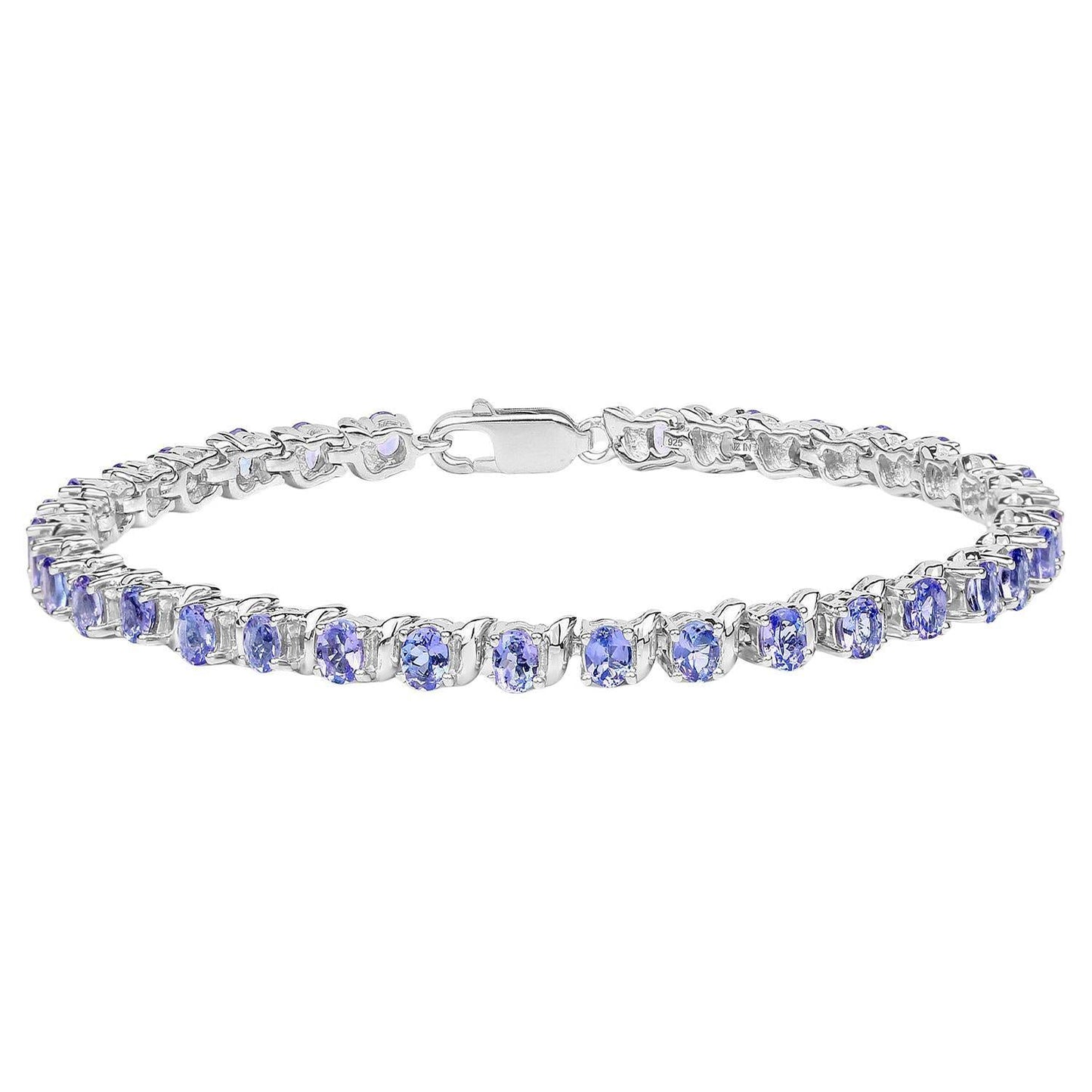 Tanzanite Tennis Bracelet 6.45 Carats Sterling Silver
