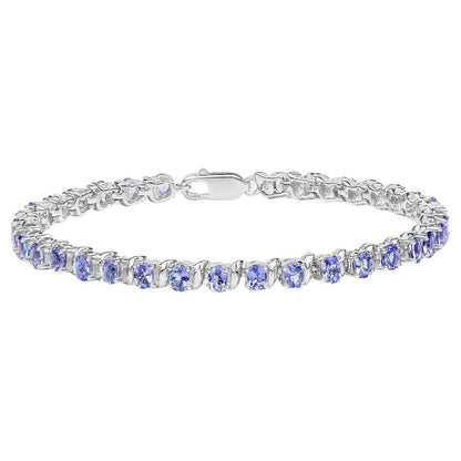 Tanzanite Tennis Bracelet 6.45 Carats Sterling Silver