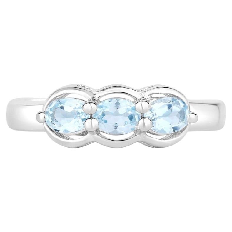 Blue Topaz Ring 0.56 Carats Sterling Silver